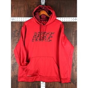 Nike Therma Fit KO Block Hoodie Fleece Embroidered Logo Red Black Bred Mens‎ XL